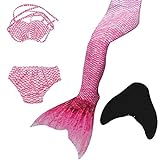 DECOOL Meerjungfrauenflosse Kinder mit Bikini, rosa